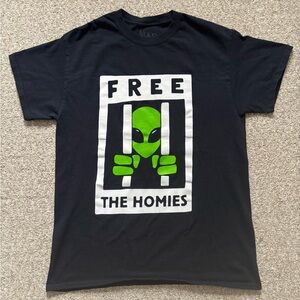 Free The Homies Alien Graphic Tee - Black/Green